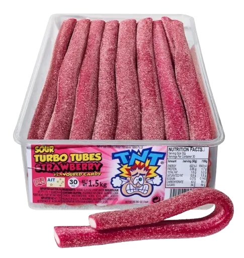 TNT Sour Turbo Tubes Strawberry — TNT straps pack shot