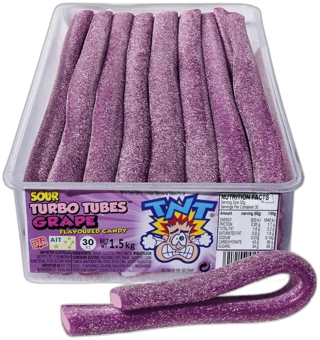 TNT Sour Turbo Tubes Grape — TNT straps pack shot