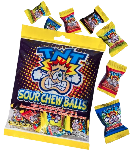 TNT Sour Chew Balls — TNT chews & bars pack shot