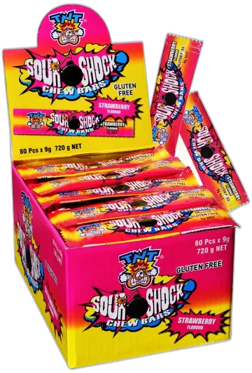 TNT Sour Shock Chew Bars Strawberry