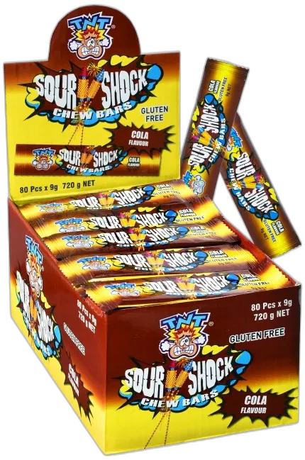 TNT Sour Shock Chew Bars Cola — TNT chews & bars pack shot