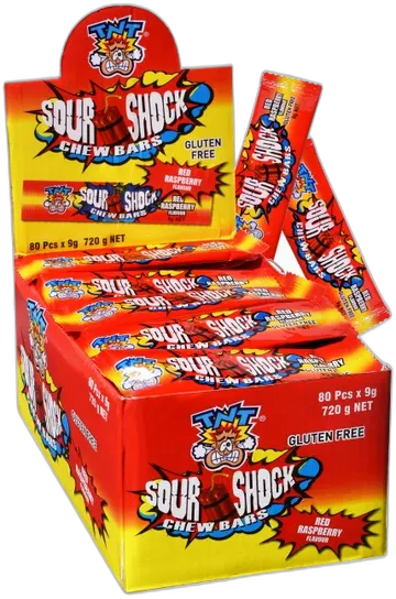TNT Sour Shock Chew Bars Red Raspberry