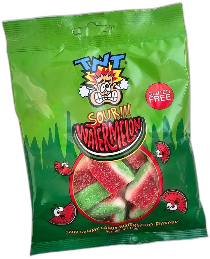 TNT Sour Watermelon Slices Bag — TNT gummies pack shot