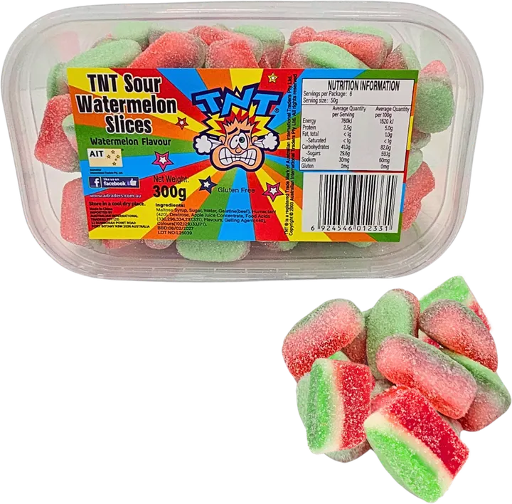 TNT Sour Watermelon Slices — TNT gummies pack shot